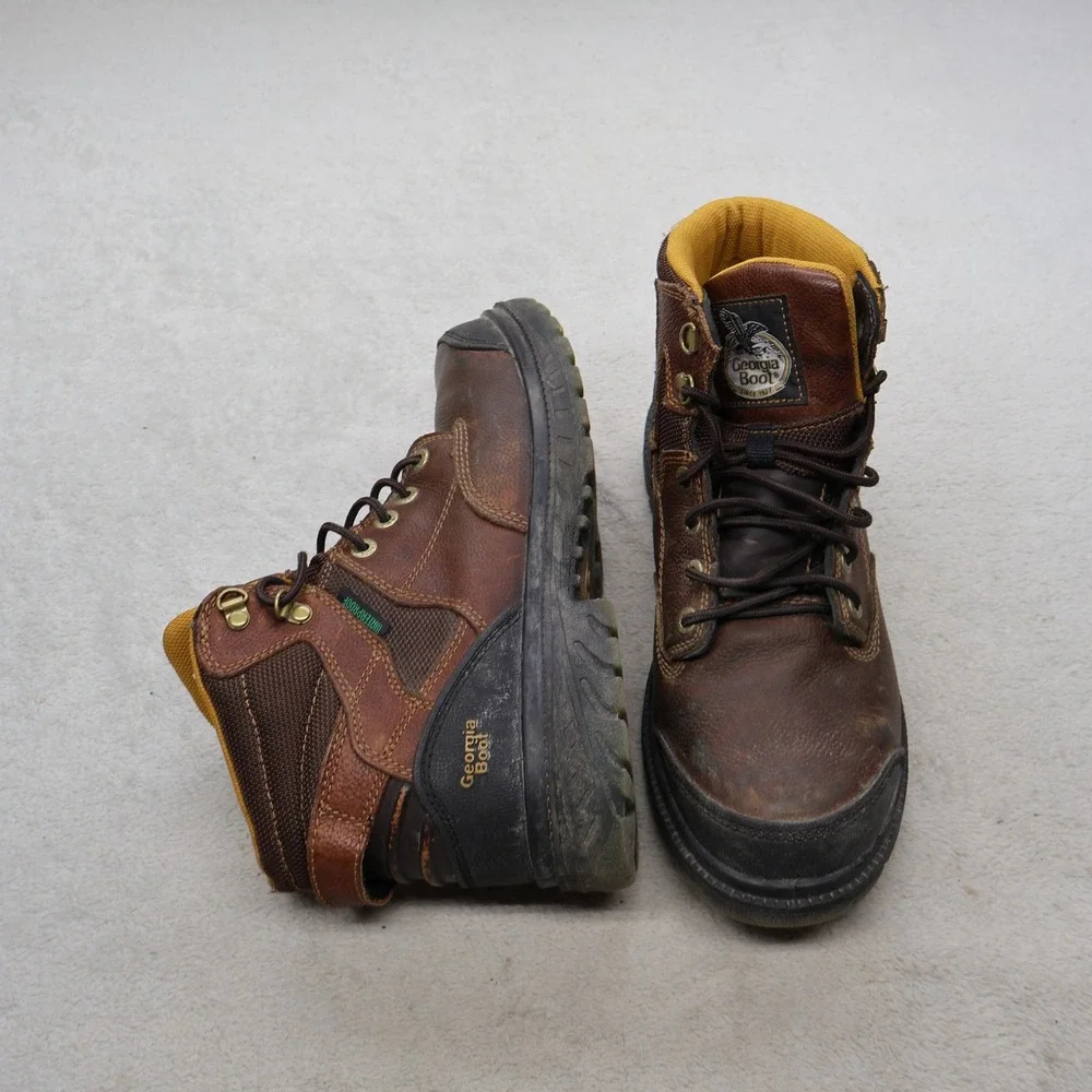Georgia Mens 10.5M Work Boot Brown Zero Drag Waterproof Leather Steel Toe G086